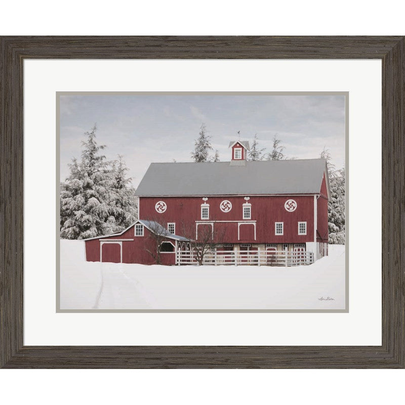 Red Barn in the Pines by Lori Deiter, Framed Art