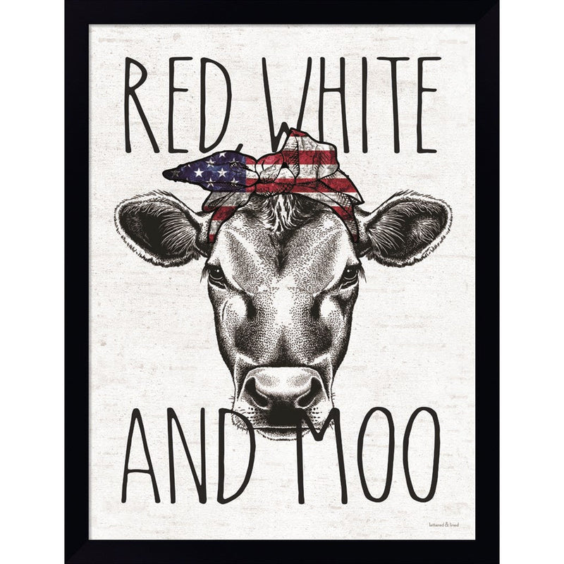 Red, White and Moo by Lettered & Lined, Framed Art