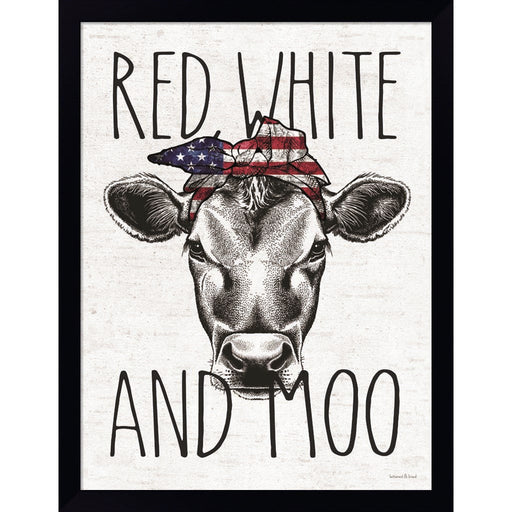 Red, White and Moo by Lettered & Lined, Framed Art