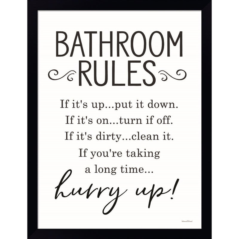 Bathroom Rules by Lettered & Lined, Framed Art