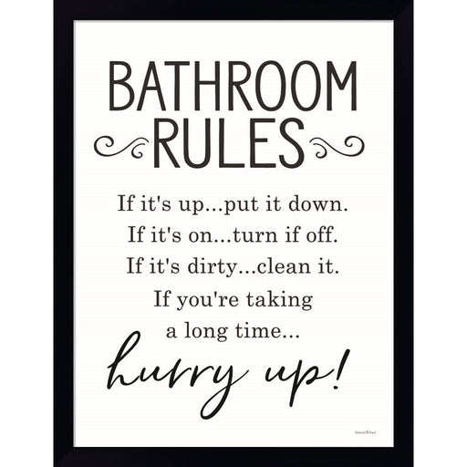Bathroom Rules by Lettered & Lined, Framed Art