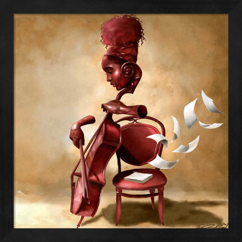 The Solo Cellist by Salaam Muhammad, Framed Art