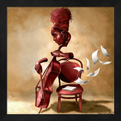 The Solo Cellist by Salaam Muhammad, Framed Art