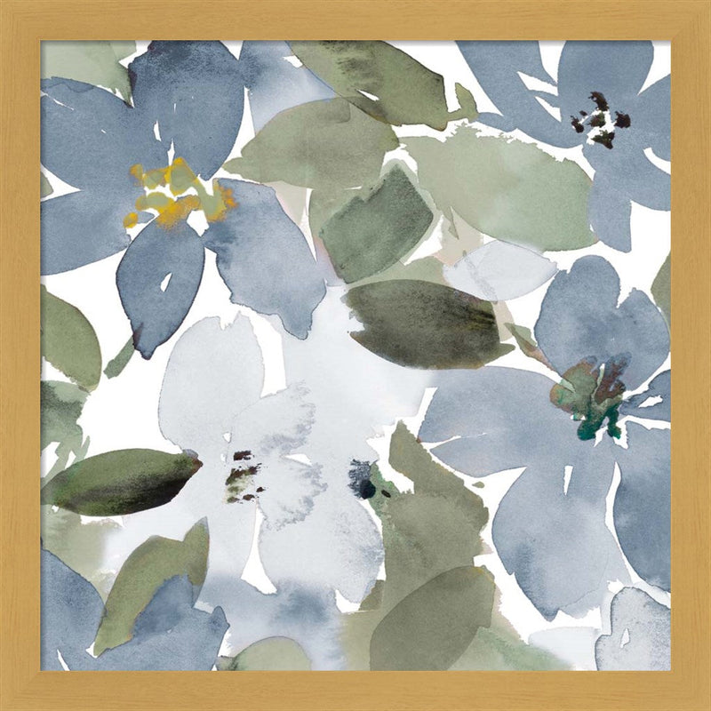 Contemporary Blue Blooms Square by Lanie Loreth, Framed Art
