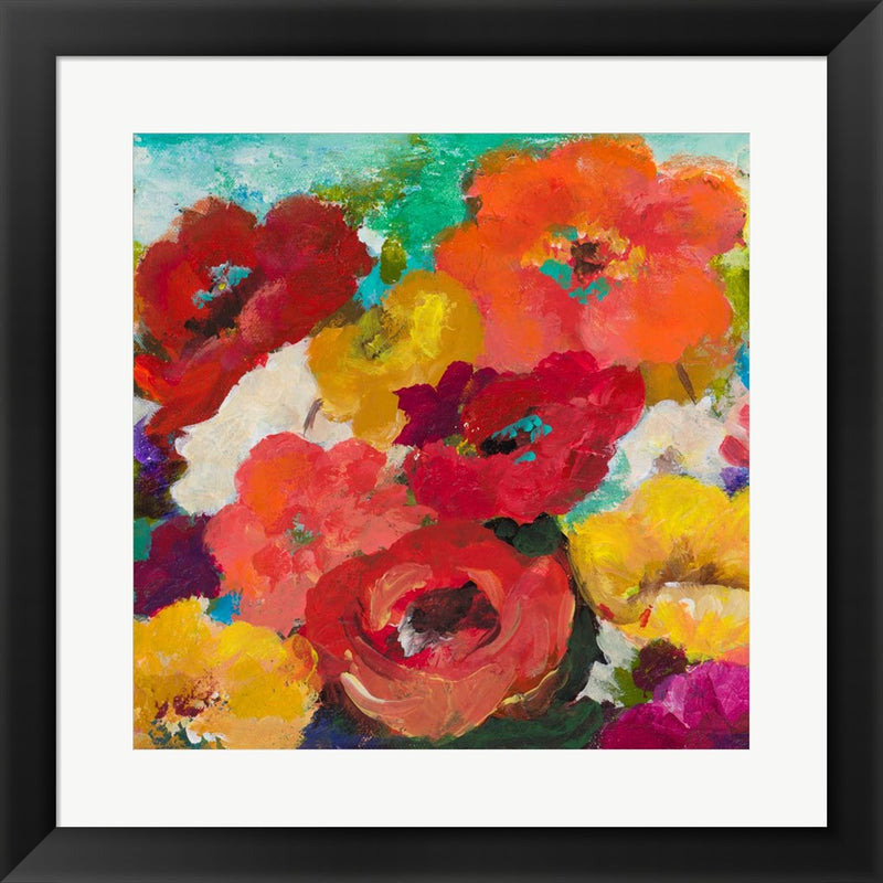 Cheerful Flowers Square by Patricia Pinto, Framed Art