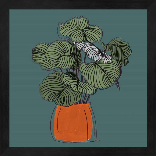The Retro Pot On Teal I by Patricia Pinto, Framed Art