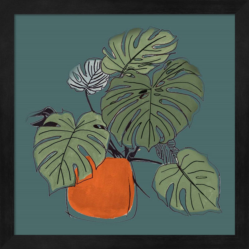 The Retro Pot On Teal II by Patricia Pinto, Framed Art