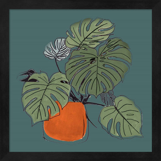 The Retro Pot On Teal II by Patricia Pinto, Framed Art