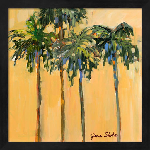Tropical Palms on Yellow by Jane Slivka, Framed Art