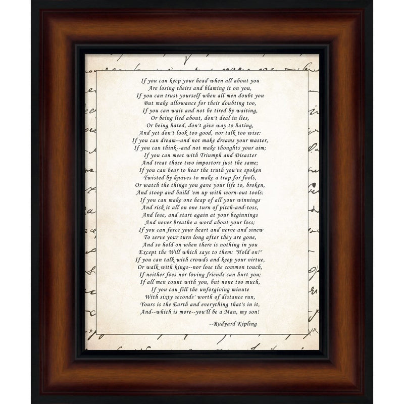 If - Script Border by Rudyard Kipling, Framed Art