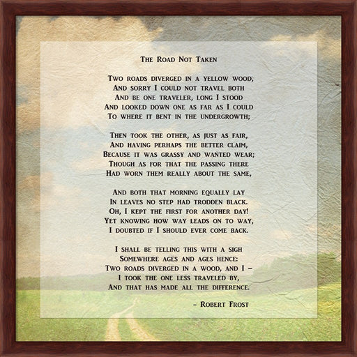Robert Frost Road Less Traveled Poem by Unknown, Framed Art