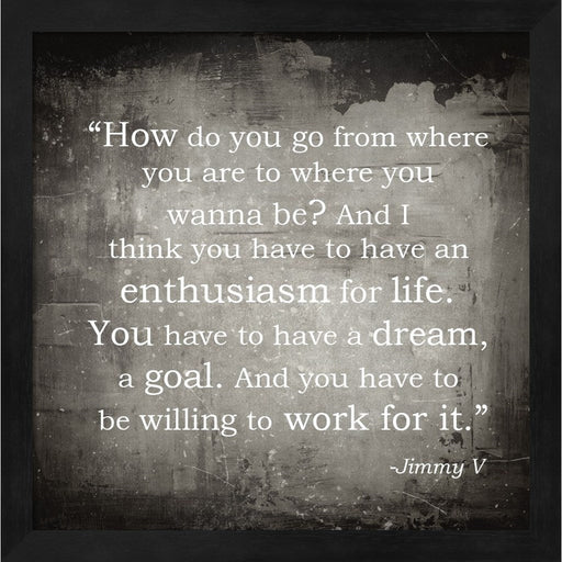 Enthusiasm Jimmy V Quote by Unknown, Framed Art