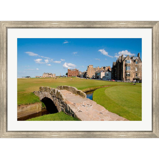 Golfing the Swilcan Bridge on the 18th Hole, St Andrews Golf Course, Scotland by Bill Bachmann / Danita Delimont, Framed Art