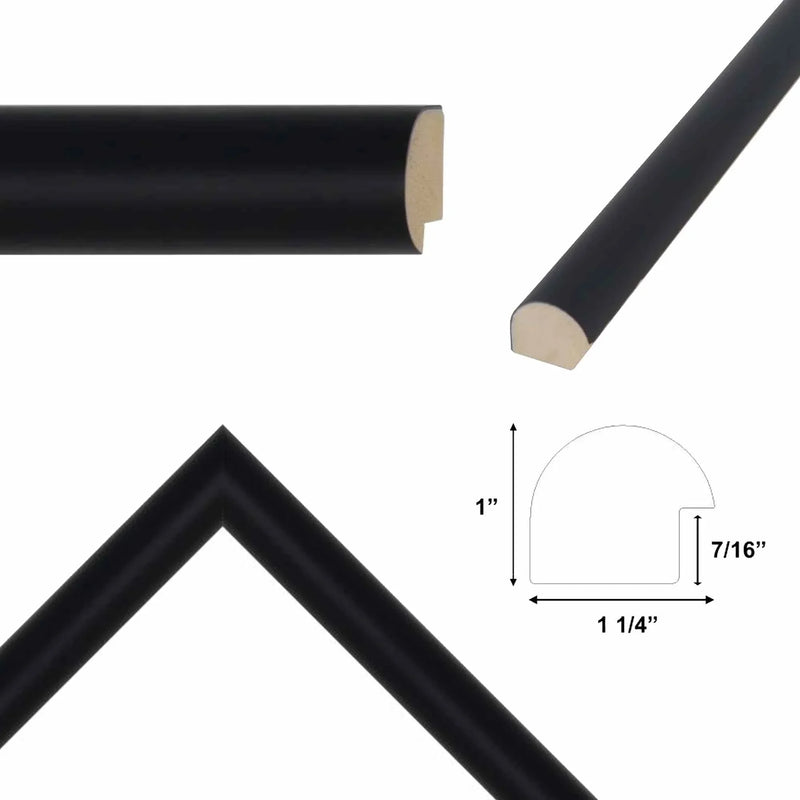 40x60 Frame Round Matte Black Picture Frame