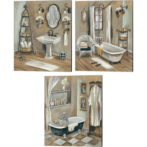 French Bath by Silvia Vassileva, 3 Piece Canvas Art Set