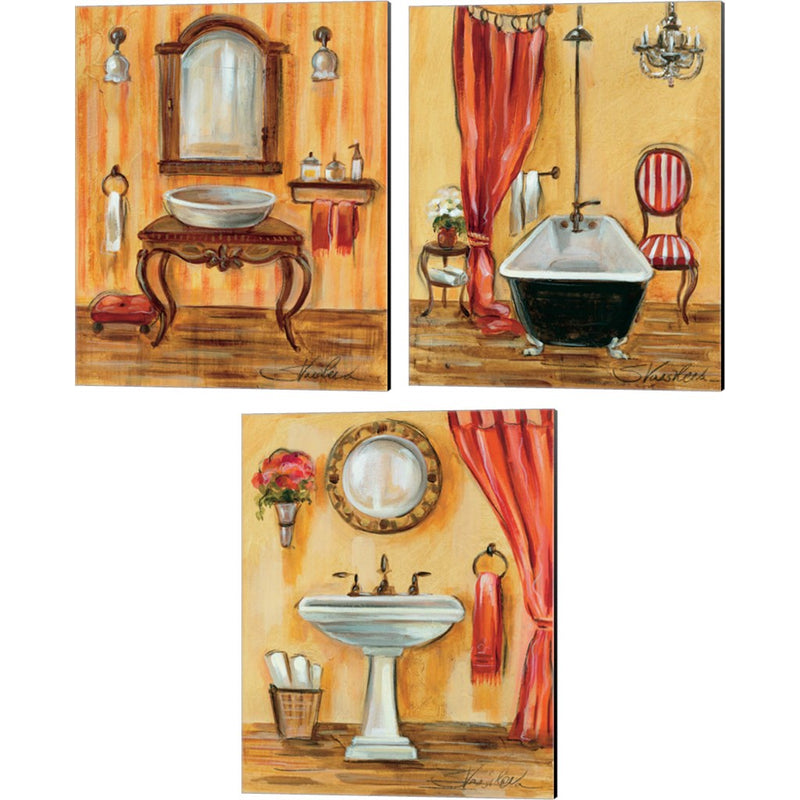 Tuscan Bath by Silvia Vassileva, 3 Piece Canvas Art Set