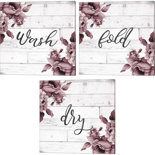 Wash, Fold & Dry Script by Ashley Hutchins, 3 Piece Canvas Art Set