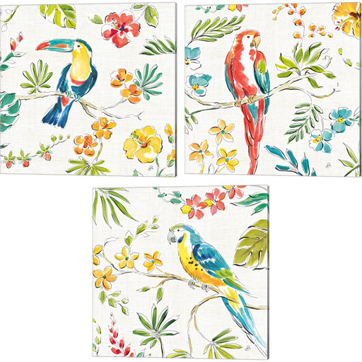 Tropical Oasis White by Daphne Brissonnet, 3 Piece Canvas Art Set
