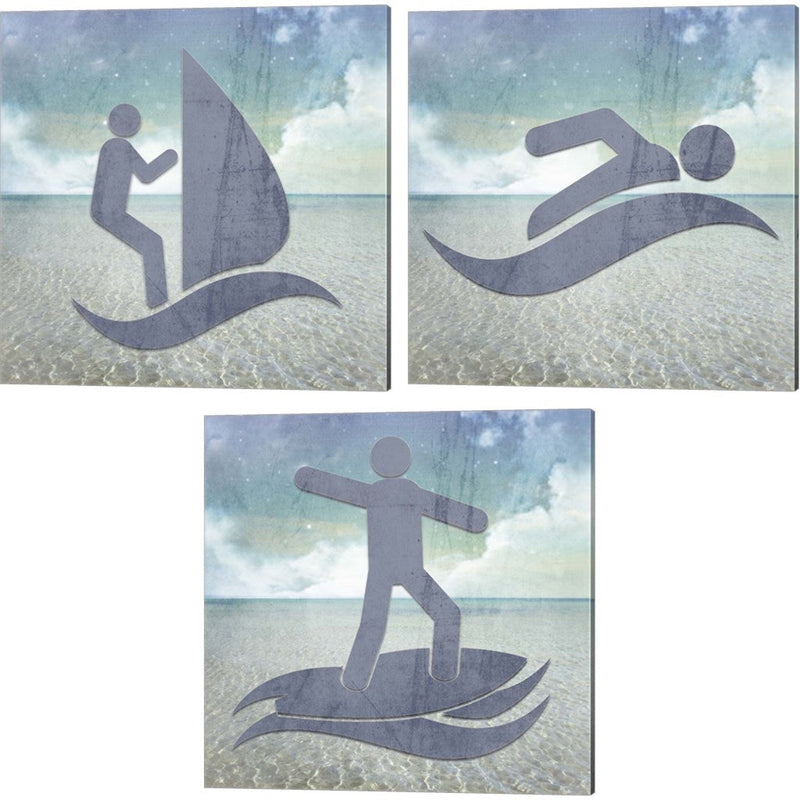 Beach Signs by LightBoxJournal, 3 Piece Canvas Art Set