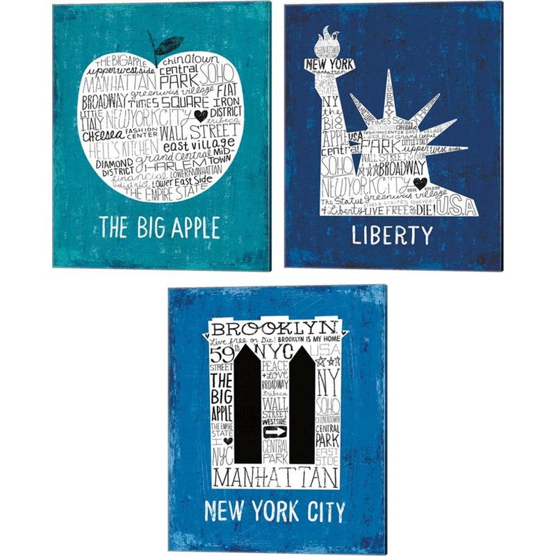 Iconic NYC by Michael Mullan, 3 Piece Canvas Art Set