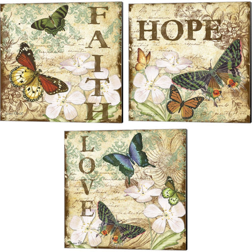 Inspirational Butterflies A by Jean Plout, 3 Piece Canvas Art Set