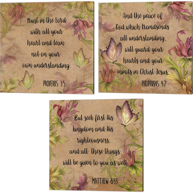 Floral Bible Verse by Jean Plout, 3 Piece Canvas Art Set