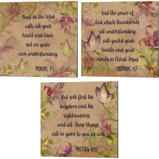 Floral Bible Verse by Jean Plout, 3 Piece Canvas Art Set