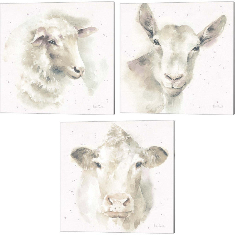 Farm Friends Neutral B by Lisa Audit, 3 Piece Canvas Art Set