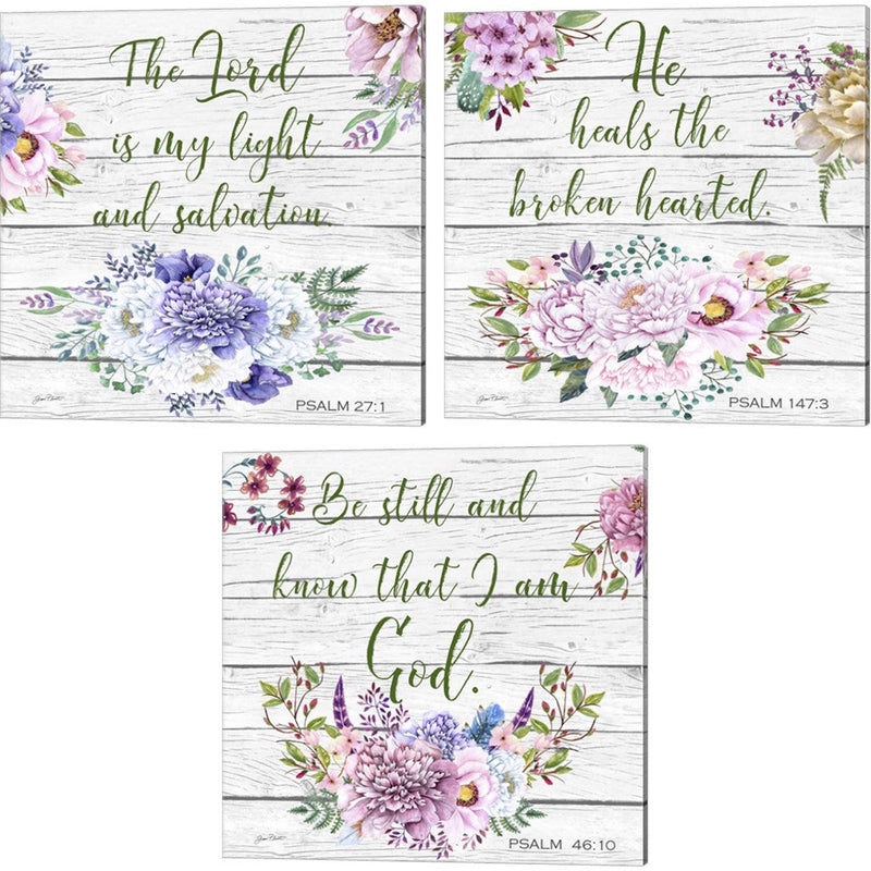 Garden Florals Bible Verse by Jean Plout, 3 Piece Canvas Art Set