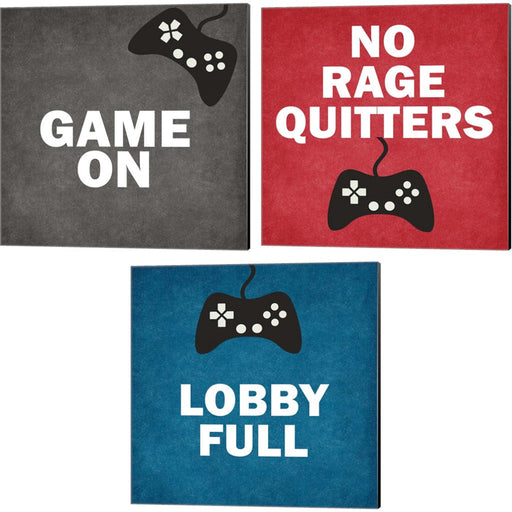 Game On, No Rage Quitters & Lobby Full by Linda Woods, 3 Piece Canvas Art Set