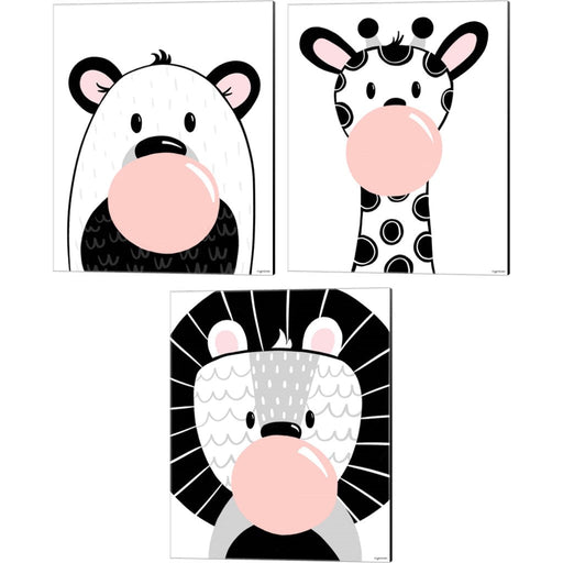 Black Bear, Giraffe & Lion by Kyra Brown, 3 Piece Canvas Art Set