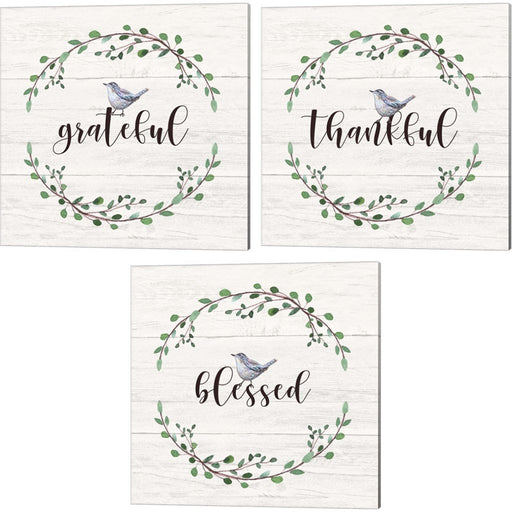Grateful, Thankful & Blessed Signs by Elizabeth Tyndall, 3 Piece Canvas Art Set