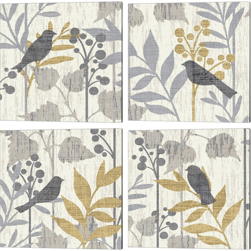 Garden Leaves Square by Wild Apple Portfolio, 4 Piece Canvas Art Set