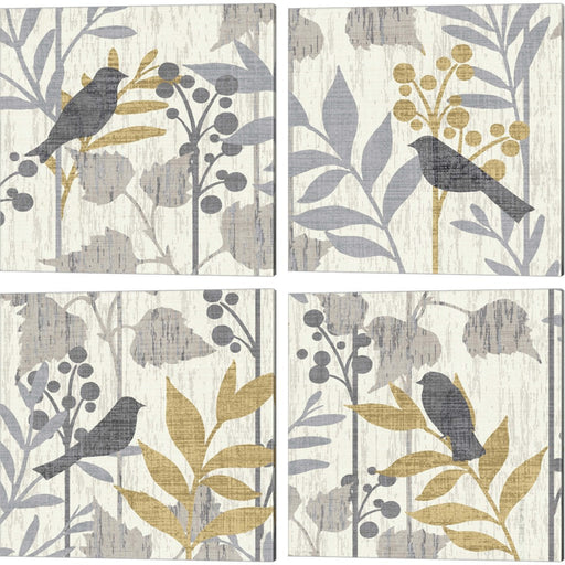 Garden Leaves Square by Wild Apple Portfolio, 4 Piece Canvas Art Set