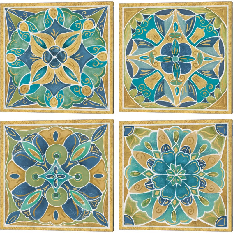 Free Bird Mexican Tiles by Daphne Brissonnet, 4 Piece Canvas Art Set