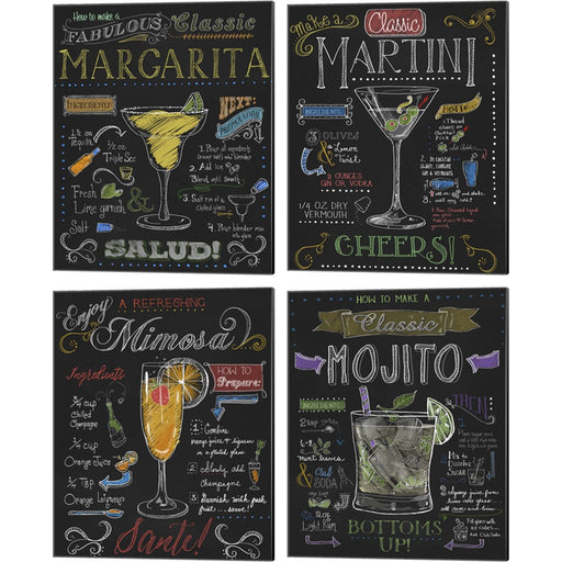 Cocktails by Fiona Stokes-Gilbert, 4 Piece Canvas Art Set