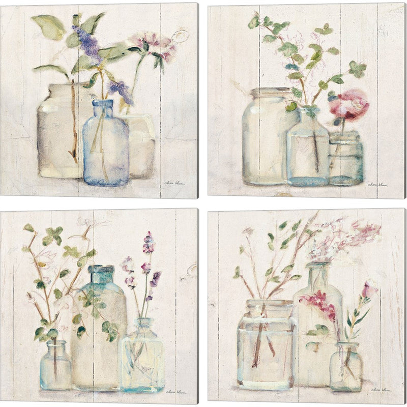 Blossoms on Birch by Cheri Blum, 4 Piece Canvas Art Set