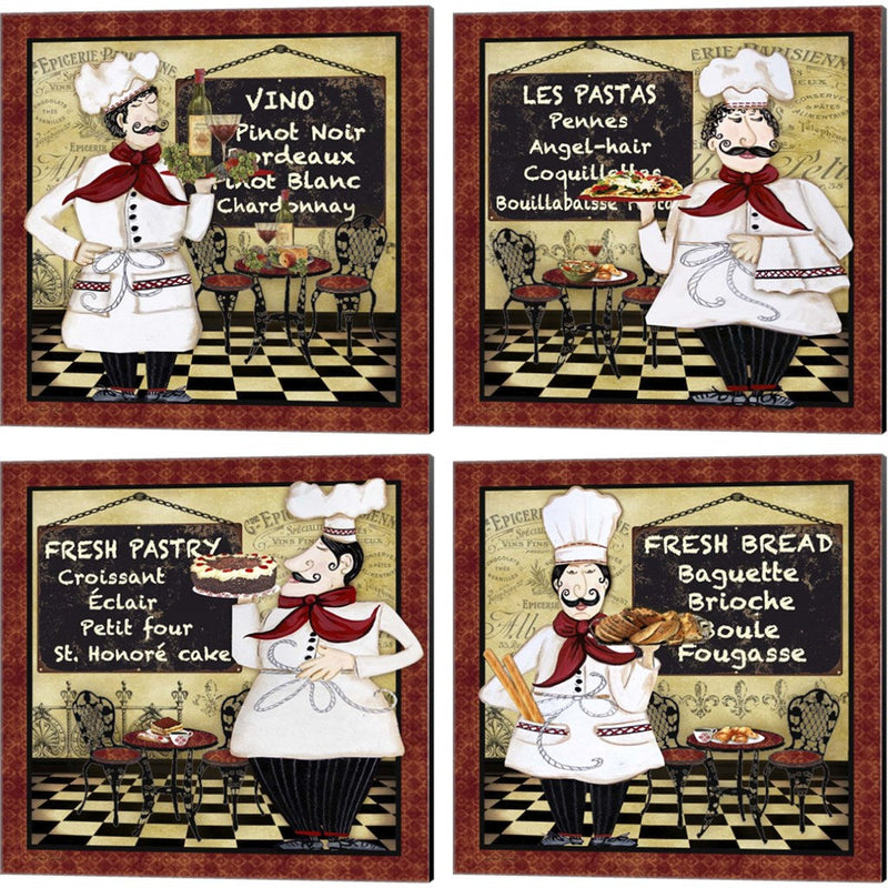 Bistro Chef by Jean Plout, 4 Piece Canvas Art Set
