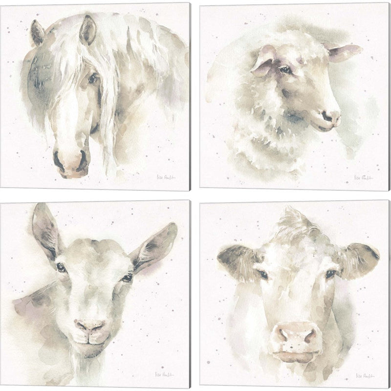 Farm Friends Neutral by Lisa Audit, 4 Piece Canvas Art Set