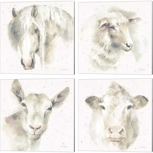 Farm Friends Neutral by Lisa Audit, 4 Piece Canvas Art Set