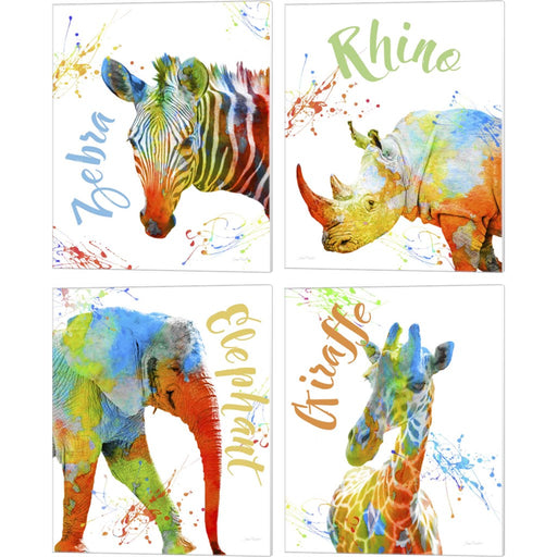 Colorful Safari Animals by Jean Plout, 4 Piece Canvas Art Set