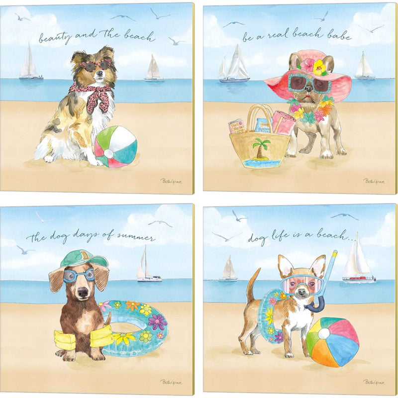 Summer Paws by Beth Grove, 4 Piece Canvas Art Set