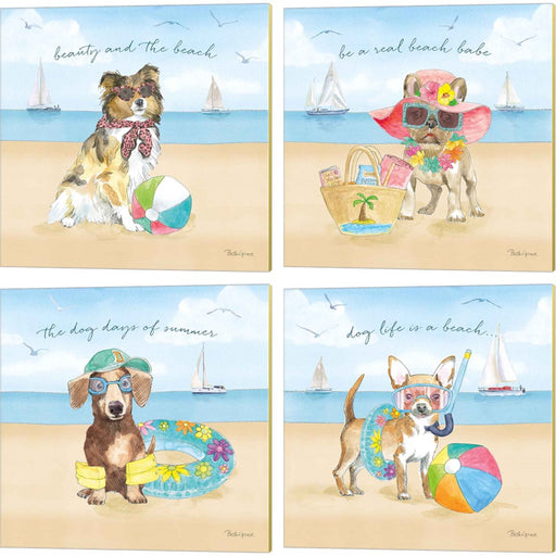Summer Paws by Beth Grove, 4 Piece Canvas Art Set