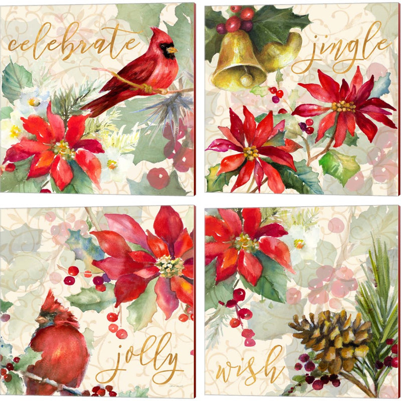 Holiday Wishes by Lanie Loreth, 4 Piece Canvas Art Set