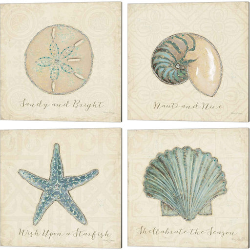 Beach Treasures Christmas by Emily Adams, 4 Piece Canvas Art Set