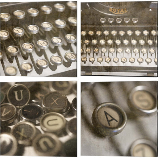 Typewriter Royal Keys by LightBoxJournal, 4 Piece Canvas Art Set