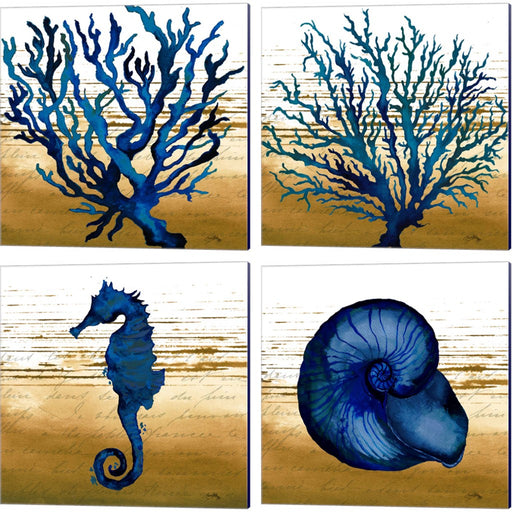 Coastal Blue by Elizabeth Medley, 4 Piece Canvas Art Set