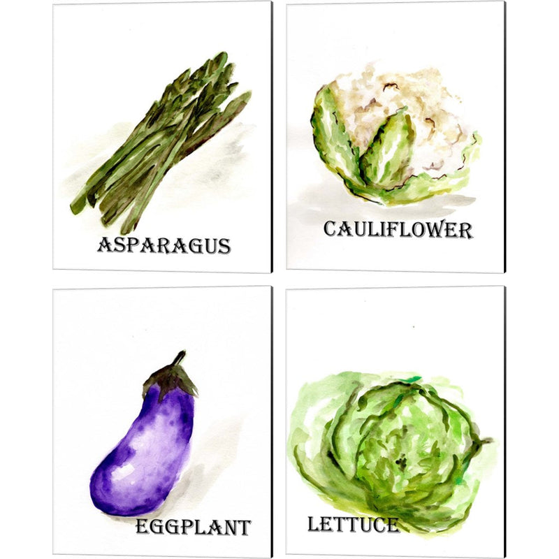 Veggie Sketch by Marcy Chapman, 4 Piece Canvas Art Set