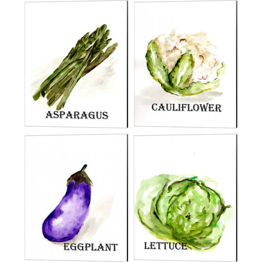 Veggie Sketch by Marcy Chapman, 4 Piece Canvas Art Set