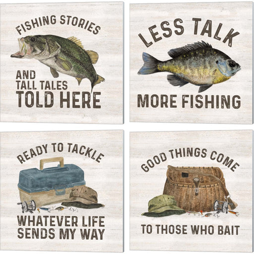 Less Talk More Fishing by Tara Reed, 4 Piece Canvas Art Set